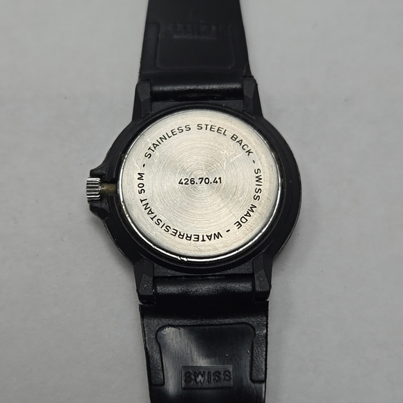 Rare Fortis Logo Swiss Date Watch New Battery 426.70.41 Black Rotating Bezel - Picture 9 of 9